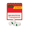 <strong>Scotch®</strong><br />Transparent Tape, 1" Core, 0.75" x 83.33 ft, Transparent, 12/Pack