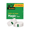<strong>Scotch®</strong><br />Magic Tape Value Pack, 1" Core, 0.75" x 83.33 ft, Clear, 12/Pack