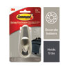 <strong>Command™</strong><br />Adhesive Mount Metal Hook, Large, Brushed Nickel Finish, 5 lb Capacity, 1 Hook and 2 Strips/Pack