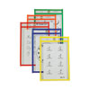 Reusable Dry Erase Pockets, 6 x 9, Assorted Primary Colors, 10/Pack