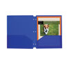 Two-Pocket Heavyweight Poly Portfolio Folder, 3-Hole Punch, 11 x 8.5, Blue, 25/Box