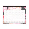 Joselyn Desk Pad, Rose Artwork, 22 x 17, White/Pink/Peach Sheets, Black Binding, Clear Corners, 12-Month (Jan-Dec): 2023