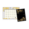 Recycled Honeycomb Monthly Planner, Honeycomb Artwork, 11 x 7, Black/Gold Cover, 12-Month (Jan to Dec)