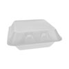 <strong>Pactiv Evergreen</strong><br />SmartLock Foam Hinged Lid Container, Medium, 3-Compartment, 8 x 8.5 x 3, White, 150/Carton