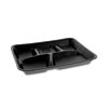 Foam School Trays, 5-Compartment, 8.25 x 10.25 x 1, Black, 500/Carton