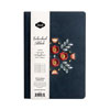 Embroidered Vegan-Suede Layflat Hardbound Journal, Evelyn's Floral Bouquet, College Rule, Dark Blue Cover, 8 x 5.5, 72 Sheets