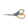 <strong>Westcott®</strong><br />Non-Stick Titanium Bonded Scissors, 8" Long, 3.25" Cut Length, Gray/Yellow Straight Handle