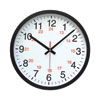 24-Hour Round Wall Clock, 12.63" Overall Diameter, Black Case, 1 AA (sold separately)