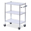 <strong>Alera®</strong><br />Three-Shelf Wire Cart with Liners, Metal, 3 Shelves, 600 lb Capacity, 34.5" x 18" x 40", Silver