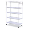 <strong>Alera®</strong><br />5-Shelf Wire Shelving Kit with Casters and Shelf Liners, 48w x 18d x 72h, Silver