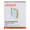 <strong>Universal®</strong><br />Four-Section Pressboard Classification Folders, 1.75" Expansion, 1 Divider, 4 Fasteners, Letter Size, Light Blue, 20/Box