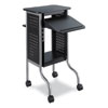 <strong>Safco®</strong><br />Scoot Presentation Cart, 50 lb Capacity, 4 Shelves, 21.5" x 30.25" x 40.5", Black, Ships in 1-3 Business Days