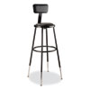 6400 Series Height Adjustable Heavy Duty Vinyl Padded Stool with Backrest, Supports 300 lb, 32" to 39" Seat Height, Black