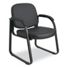<strong>Alera®</strong><br />Alera Genaro Series Faux Leather Half-Back Sled Base Guest Chair, 25" x 24.80" x 33.66", Black Seat, Black Back, Black Base