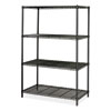 Industrial Wire Shelving, Four-Shelf, 48w x 24d x 72h, Black, Ships in 1-3 Business Days
