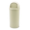Marshal Classic Container, Round, Polyethylene, 15 Gal, Beige