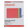 <strong>Universal®</strong><br />Reinforced Top-Tab File Folders, 1/3-Cut Tabs: Assorted, Letter Size, 1" Expansion, Assorted Colors, 100/Box