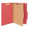 Bright Colored Pressboard Classification Folders, 2" Expansion, 1 Divider, 4 Fasteners, Legal Size, Ruby Red Exterior, 10/Box