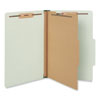 Four-Section Pressboard Classification Folders, 2" Expansion, 1 Divider, 4 Fasteners, Legal Size, Green Exterior, 10/Box