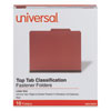 <strong>Universal®</strong><br />Six-Section Pressboard Classification Folders, 2" Expansion, 2 Dividers, 6 Fasteners, Letter Size, Red Exterior, 10/Box