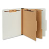 Six-Section Pressboard Classification Folders, 2" Expansion, 2 Dividers, 6 Fasteners, Letter Size, Gray Exterior, 10/Box