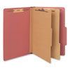 Six-Section Pressboard Classification Folders, 2" Expansion, 2 Dividers, 6 Fasteners, Legal Size, Red Exterior, 10/Box