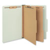 Six-Section Pressboard Classification Folders, 2" Expansion, 2 Dividers, 6 Fasteners, Legal Size, Green Exterior, 10/Box