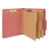 Eight-Section Pressboard Classification Folders, 3 Dividers, Letter Size, Red, 10/Box