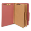 Eight-Section Pressboard Classification Folders, 3 Dividers, Legal Size, Red, 10/Box
