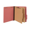 Bright Colored Pressboard Classification Folders, 2 Dividers, Letter Size, Ruby Red, 10/Box