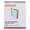 <strong>Universal®</strong><br />Six-Section Pressboard Classification Folders, 2.5" Expansion, 2 Dividers, 6 Fasteners, Letter Size, Light Blue, 20/Box