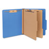 Six-Section Pressboard Classification Folders, 2.5" Expansion, 2 Dividers, 6 Fasteners, Letter Size, Blue, 10/Box