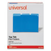 <strong>Universal®</strong><br />Deluxe Colored Top Tab File Folders, 1/3-Cut Tabs: Assorted, Letter Size, Blue/Light Blue, 100/Box