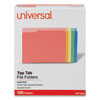 <strong>Universal®</strong><br />Deluxe Colored Top Tab File Folders, 1/3-Cut Tabs: Assorted, Letter Size, Assorted Colors, 100/Box