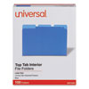 <strong>Universal®</strong><br />Interior File Folders, 1/3-Cut Tabs: Assorted, Letter Size, 11-pt Stock, Blue, 100/Box