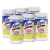 <strong>LYSOL® Brand</strong><br />Disinfecting Wipes, 1-Ply, 7 x 7.25, Lemon and Lime Blossom, White, 80 Wipes/Canister, 6 Canisters/Carton