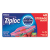 <strong>Ziploc®</strong><br />Double Zipper Storage Bags, 1 qt, 1.75 mil, 9.63" x 8.5", Clear, 9/Carton