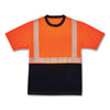 GloWear 8280BK Class 2 Performance T-Shirt with Black Bottom, Polyester, Medium, Orange