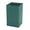 Public Square Recycling Receptacles, Plastic Recycling, 25 gal, Steel, Green