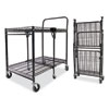 <strong>Bostitch®</strong><br />Stowaway Folding Carts, Metal, 2 Shelves, 250 lb Capacity, 35" x 37.25" x 22", Black
