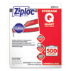 <strong>Ziploc®</strong><br />Double Zipper Storage Bags, 1 qt, 1.75 mil, 7" x 7.75", Clear, 500/Box