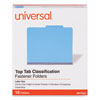 Bright Colored Pressboard Classification Folders, 2" Expansion, 2 Dividers, 6 Fasteners, Letter Size, Cobalt Blue, 10/Box