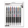 Signo 207 Gel Pen, Retractable, Medium 0.7 mm, Assorted Ink Colors, Black Barrel, 8/Pack