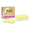 100% Recycled Paper Super Sticky Notes, 3" x 5", Canary Yellow, 70 Sheets/Pad, 12 Pads/Pack