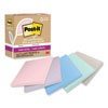 100% Recycled Paper Super Sticky Notes, 3" x 3", Wanderlust Pastels, 70 Sheets/Pad, 5 Pads/Pack