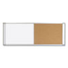 Combo Cubicle Workstation Dry Erase/Cork Board, 36 x 18, Natural/White Surface, Aluminum Frame