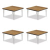 Adjustable Activity Tables, Square, 48" x 48" x 19" to 29", Medium Oak Top, Silver Legs, 4/Pallet