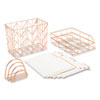 Letter-Size Desktop Fashion Filing Set, Rose Gold, (1) Rack, (3) Hanging Folders, (3) File Folders, (2) Trays,(1) Mail Sorter