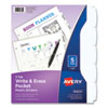 <strong>Avery®</strong><br />Write and Erase Durable Plastic Dividers with Straight Pocket, 5-Tab, 11.13 x 9.25, White, 1 Set