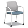 Ignition Series Mesh Back Mobile Stacking Chair, Fabric Seat, 25 x 21.75 x 33.5, Carolina/Fog/White